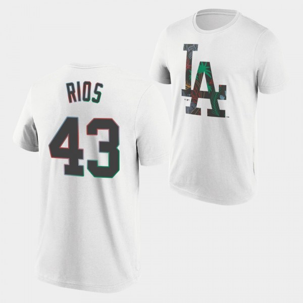 Los Angeles Dodgers #43 Edwin Rios Summer Beach White Men's T-Shirt