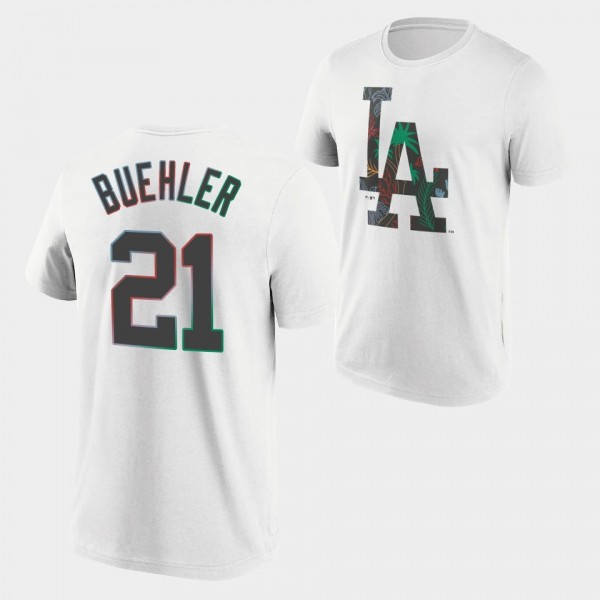 Los Angeles Dodgers #21 Walker Buehler Summer Beach White Men's T-Shirt