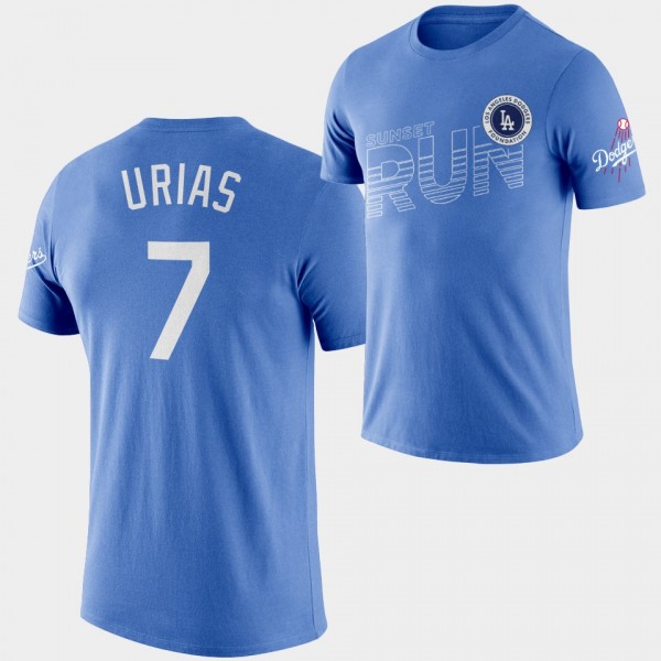 Los Angeles Dodgers #7 Julio Urias Sunset Run Royal Men's T-Shirt