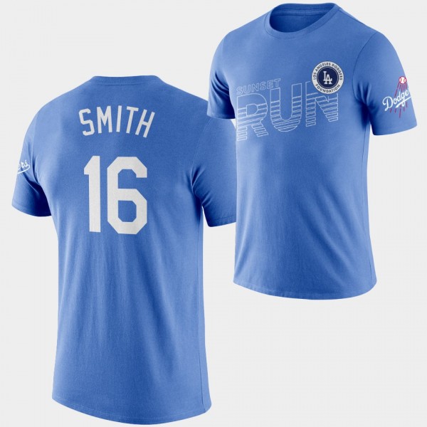 Los Angeles Dodgers #16 Will Smith Sunset Run Royal Men's T-Shirt