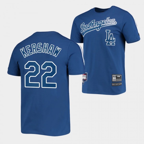 Los Angeles Dodgers #22 Clayton Kershaw Taping Royal Men's T-Shirt