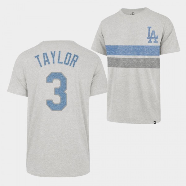 Los Angeles Dodgers #3 Chris Taylor Team Logo Gray Men's T-Shirt