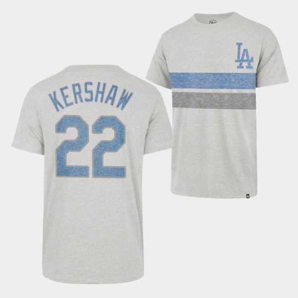 Los Angeles Dodgers #22 Clayton Kershaw Team Logo Gray Men's T-Shirt