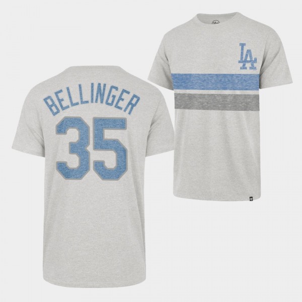 Los Angeles Dodgers #35 Cody Bellinger Team Logo Gray Men's T-Shirt