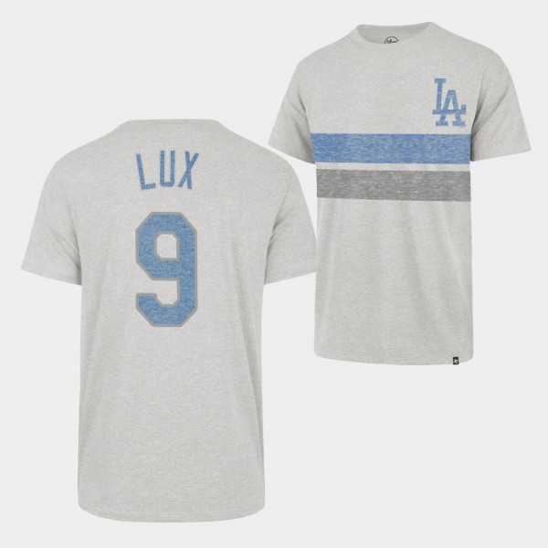 Los Angeles Dodgers #9 Gavin Lux Team Logo Gray Me...