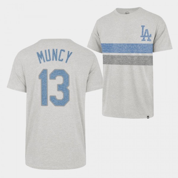 Los Angeles Dodgers #13 Max Muncy Team Logo Gray Men's T-Shirt