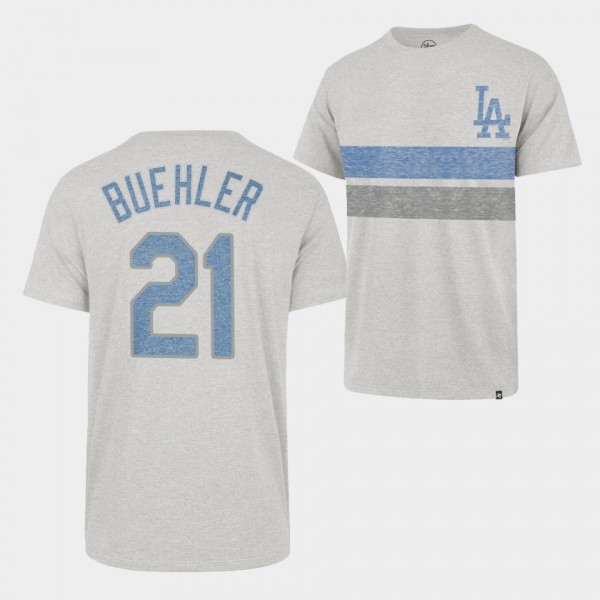 Los Angeles Dodgers #21 Walker Buehler Team Logo Gray Men's T-Shirt