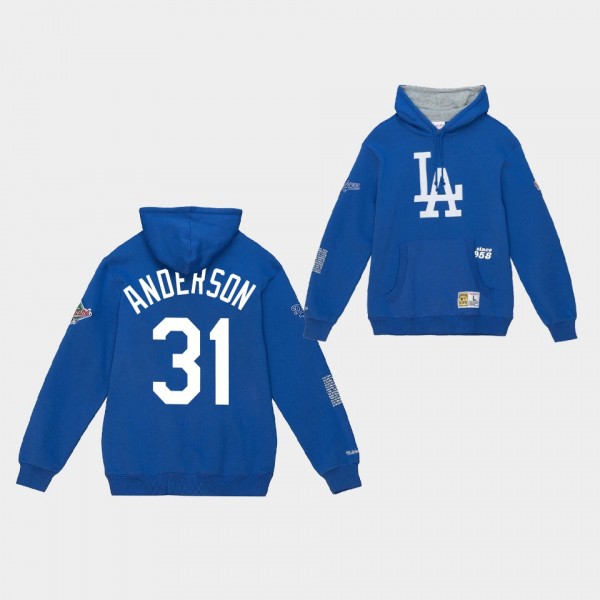 #31 Tyler Anderson Los Angeles Dodgers Team Logo Fleece Royal Hoodie