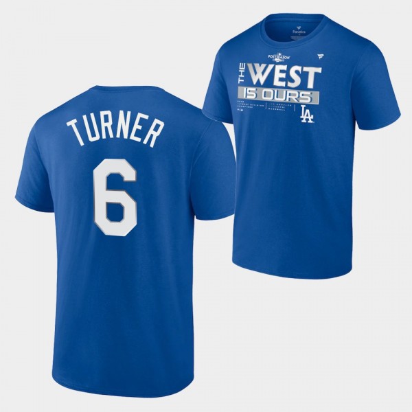 #6 Trea Turner Los Angeles Dodgers 2022 NL West Division Champions Locker Room T-Shirt - Royal