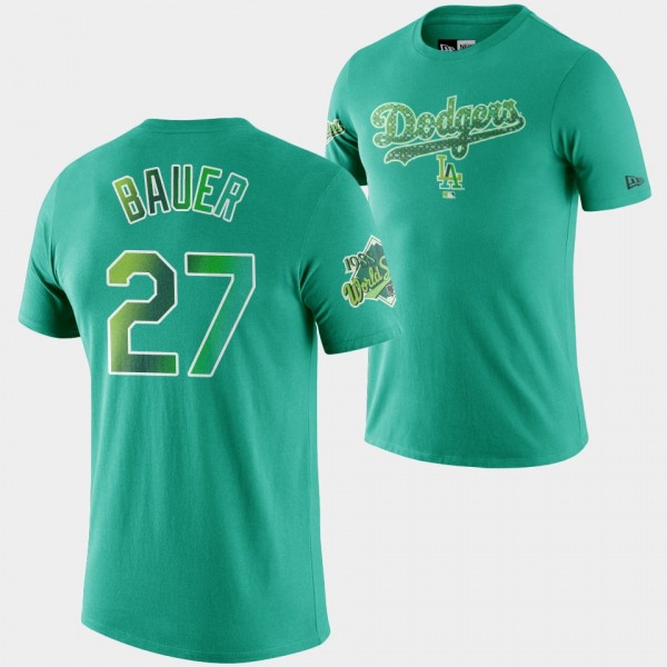 Trevor Bauer Los Angeles Dodgers Snakeskin 1988 World Series Green T-shirt