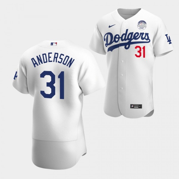 Los Angeles Dodgers White #31 Tyler Anderson Lou Gehrig Day 4 ALS Authentic Jersey