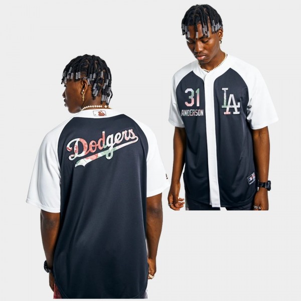 LA Dodgers Tyler Anderson #31 Navy Digi Floral Jersey