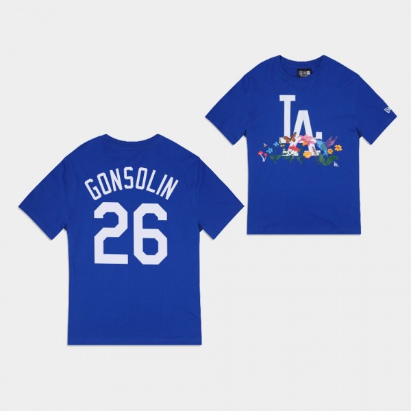 Unisex Dodgers #26 Tony Gonsolin Royal Blooming Fl...