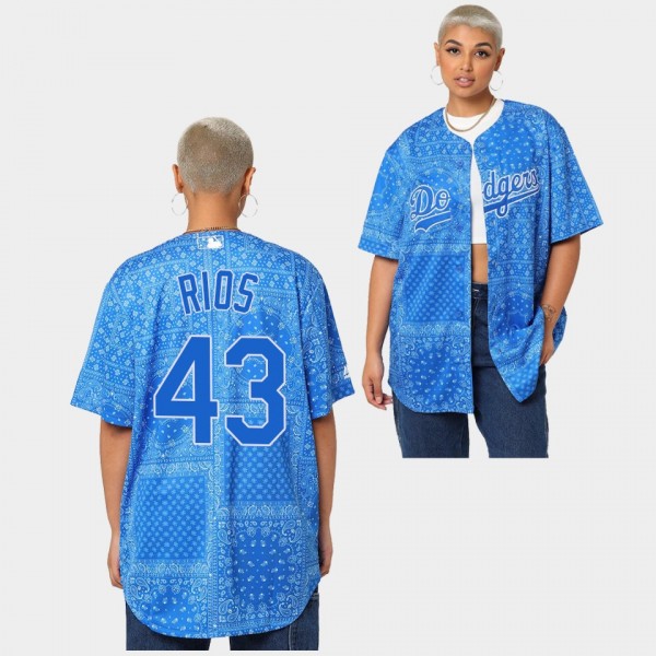 #43 Edwin Rios Los Angeles Dodgers Replica Blue Wordmark Jersey