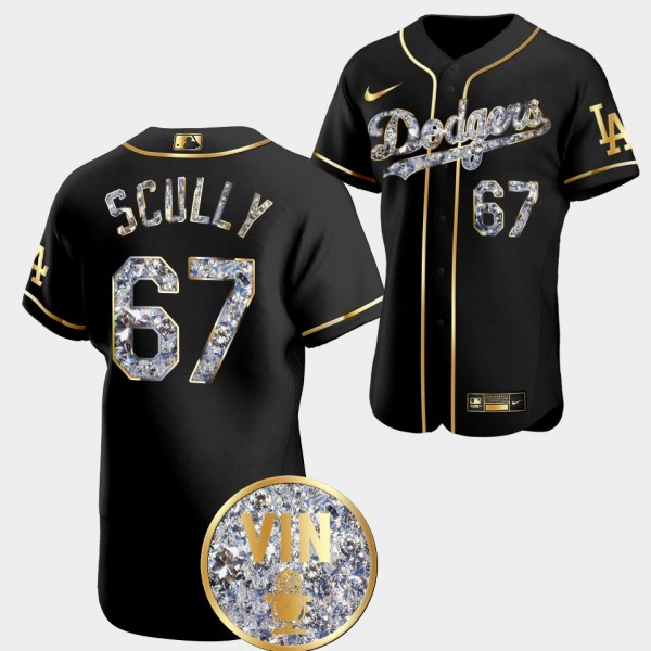 Los Angeles Dodgers Black #67 Vin Scully Diamond E...