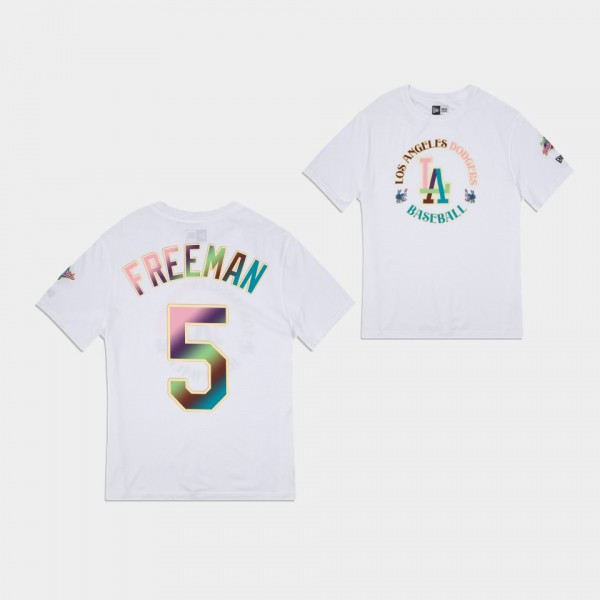 Freddie Freeman #5 Vintage Floral Los Angeles Dodgers T-Shirt - White