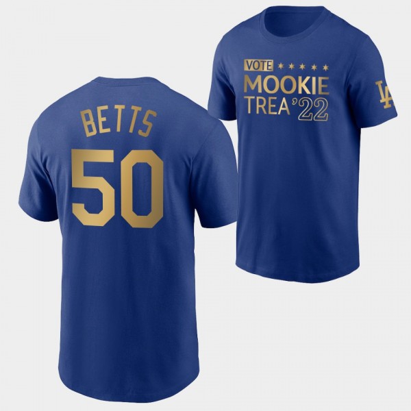 Los Angeles Dodgers #6 Trea Turner Vote Mookie Trea 22 Royal Men's T-Shirt