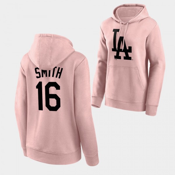 Will Smith Los Angeles Dodgers Fashion Team Logo Pink #16 Hoodie - Women's