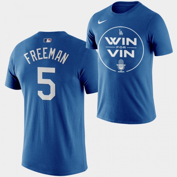 Win For Vin #5 Freddie Freeman LA Dodgers 2022 Postseason Goal Royal T-Shirt