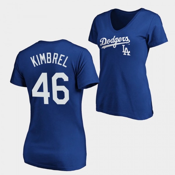 Women's Craig Kimbrel Los Angeles Dodgers Team Logo Lockup V-Neck Royal T-Shirt
