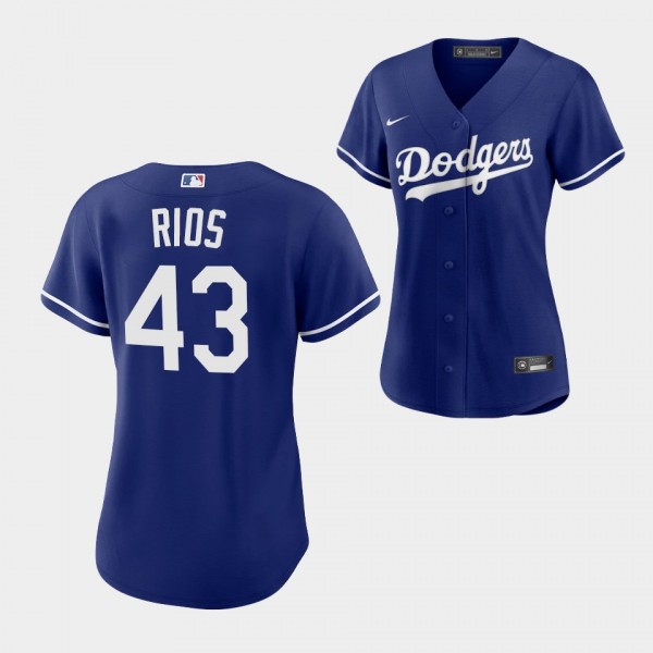 Women's LA Dodgers Replica #43 Edwin Rios Royal Alternate Jersey