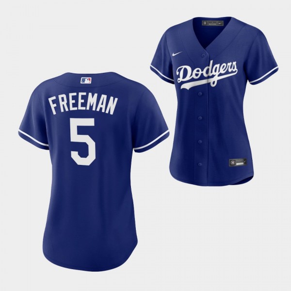 Women's Los Angeles Dodgers 5 Freddie Freeman Replica Royal Alternate Jersey