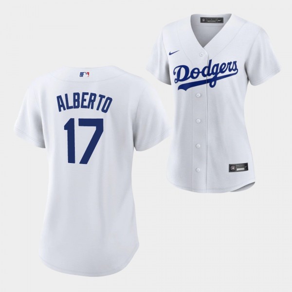 Los Angeles Dodgers Hanser Alberto #17 Hanser Alberto White Replica Home Women's Jersey