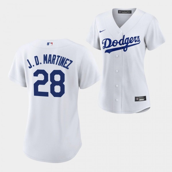 Women's LA Dodgers Replica #28 J.D. Martinez White Home Jersey