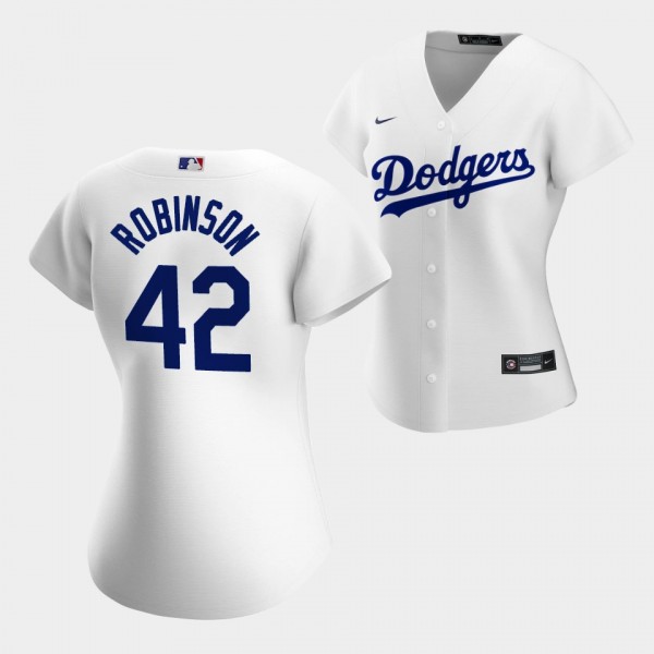 Women's Los Angeles Dodgers 42 Jackie Robinson Replica White Home Jersey
