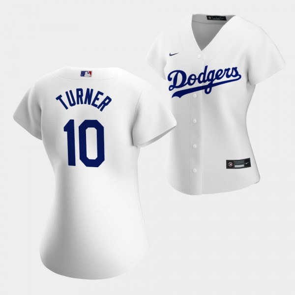 Women's Los Angeles Dodgers 10 Justin Turner Replica White Home Jersey
