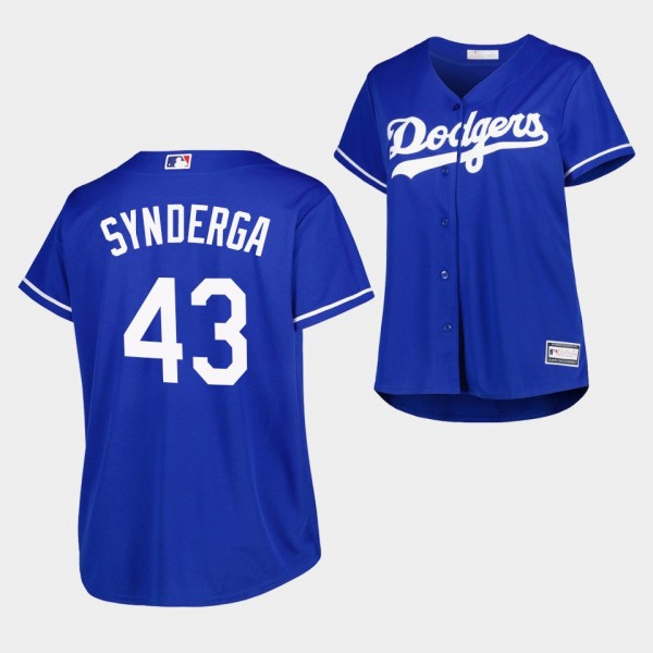 Los Angeles Dodgers Noah Syndergaard #43 Noah Syndergaard Royal Plus Size Replica Women's Jersey
