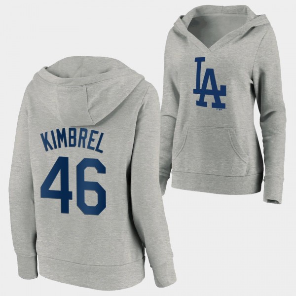 Women's Dodgers Craig Kimbrel Pullover Gray V-Neck...