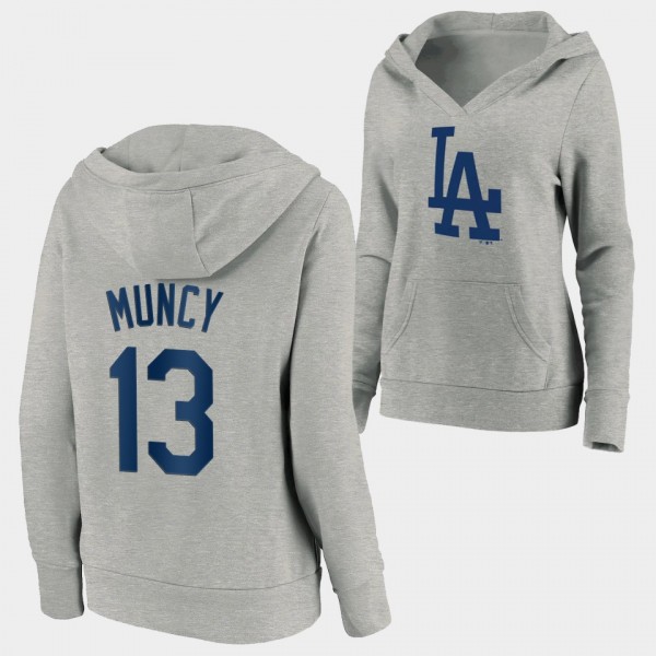 Women's Dodgers Max Muncy Pullover Gray V-Neck Log...