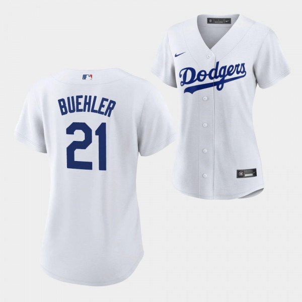 Los Angeles Dodgers Walker Buehler #21 Walker Buehler White Replica Home Women's Jersey