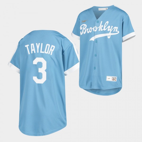 Los Angeles Dodgers Youth #3 Chris Taylor Light Blue Alternate Cooperstown Collection Jersey