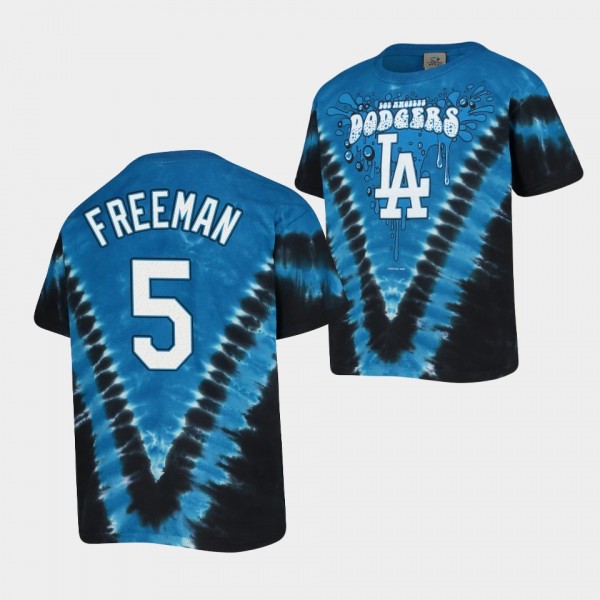 Youth Dodgers #5 Freddie Freeman Tie-Dye Throwback Royal T-Shirt