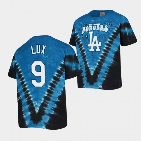 Youth Gavin Lux Los Angeles Dodgers Tie-Dye Throwback Royal T-Shirt
