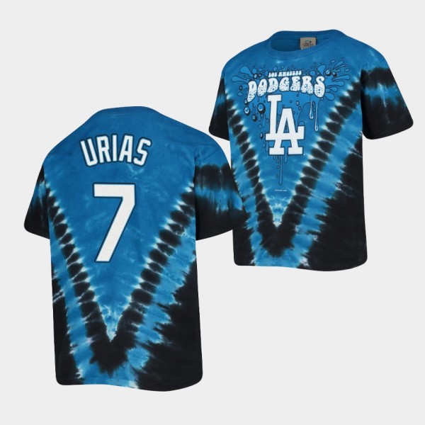 Youth Julio Urias Los Angeles Dodgers Tie-Dye Throwback Royal T-Shirt