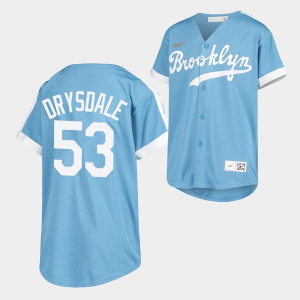 Los Angeles Dodgers Youth #53 Don Drysdale Light Blue Alternate Cooperstown Collection Jersey