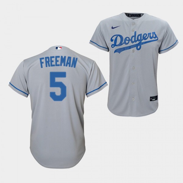 Los Angeles Dodgers Youth #5 Freddie Freeman Gray Alternate Replica Jersey