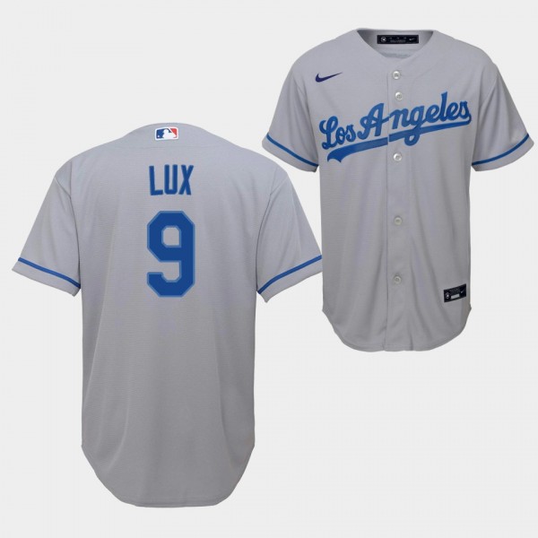 Youth Gavin Lux Los Angeles Dodgers Gray Road Repl...
