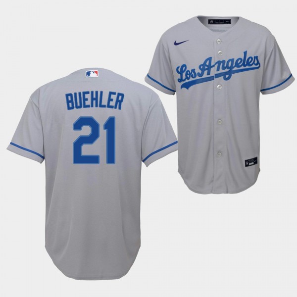 Youth Walker Buehler Los Angeles Dodgers Gray Road...