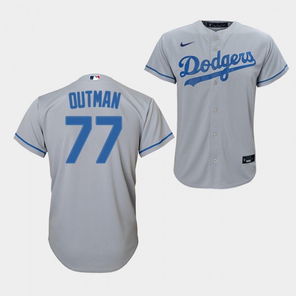 Los Angeles Dodgers Youth #77 James Outman Gray Al...
