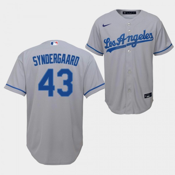 Los Angeles Dodgers Youth #43 Noah Syndergaard Gray Road Replica Jersey