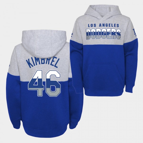 Youth #46 Craig Kimbrel Los Angeles Dodgers Pullover Playmaker Hoodie - Gray Royal
