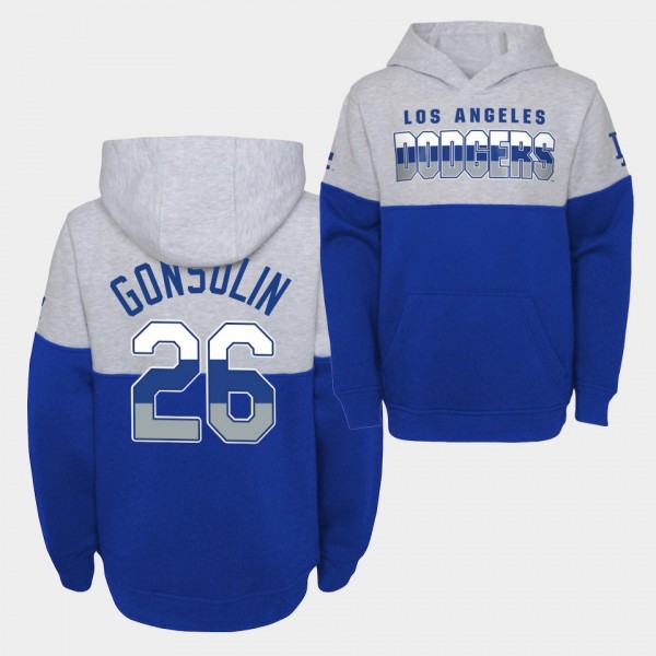 Youth #12 Joey Gallo Los Angeles Dodgers Pullover Playmaker Hoodie - Gray Royal