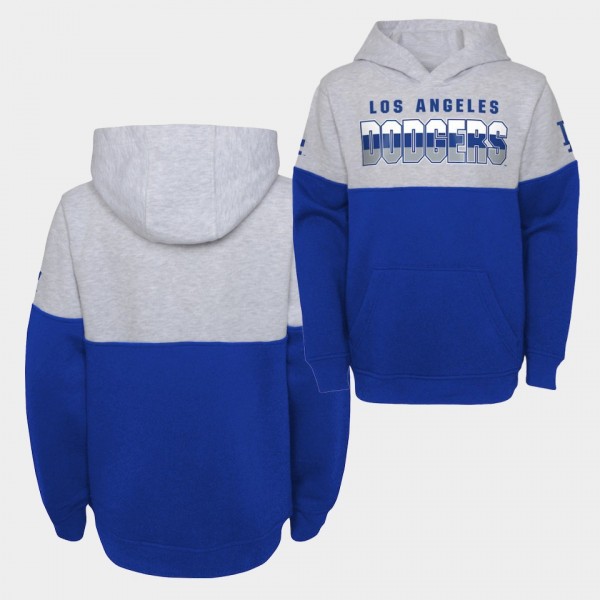 Youth # Los Angeles Dodgers Pullover Playmaker Hoodie - Gray Royal