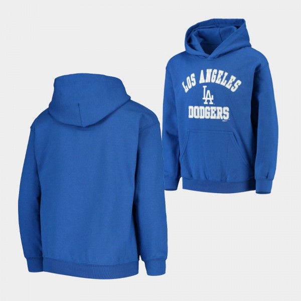 Youth Dodgers Pullover Royal Fleece Stitches Hoodie