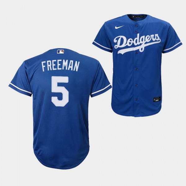 Youth #5 Freddie Freeman Los Angeles Dodgers Replica Royal Jersey 2020 Alternate