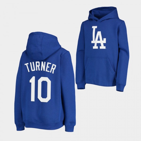 Youth Dodgers Justin Turner Team Logo Royal Pullover Hoodie